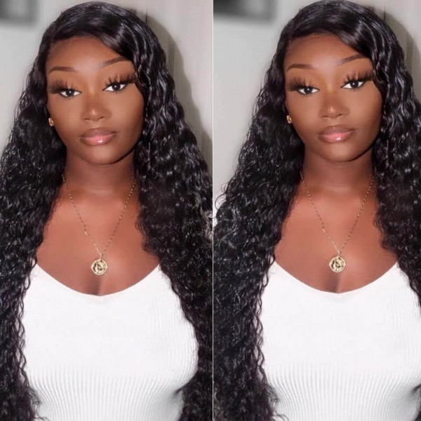 13X4 13X6 Transparent Lace Frontal Wigs Deep Wave 200% Density Pre Plucked Vrigin Human Hair Wigs