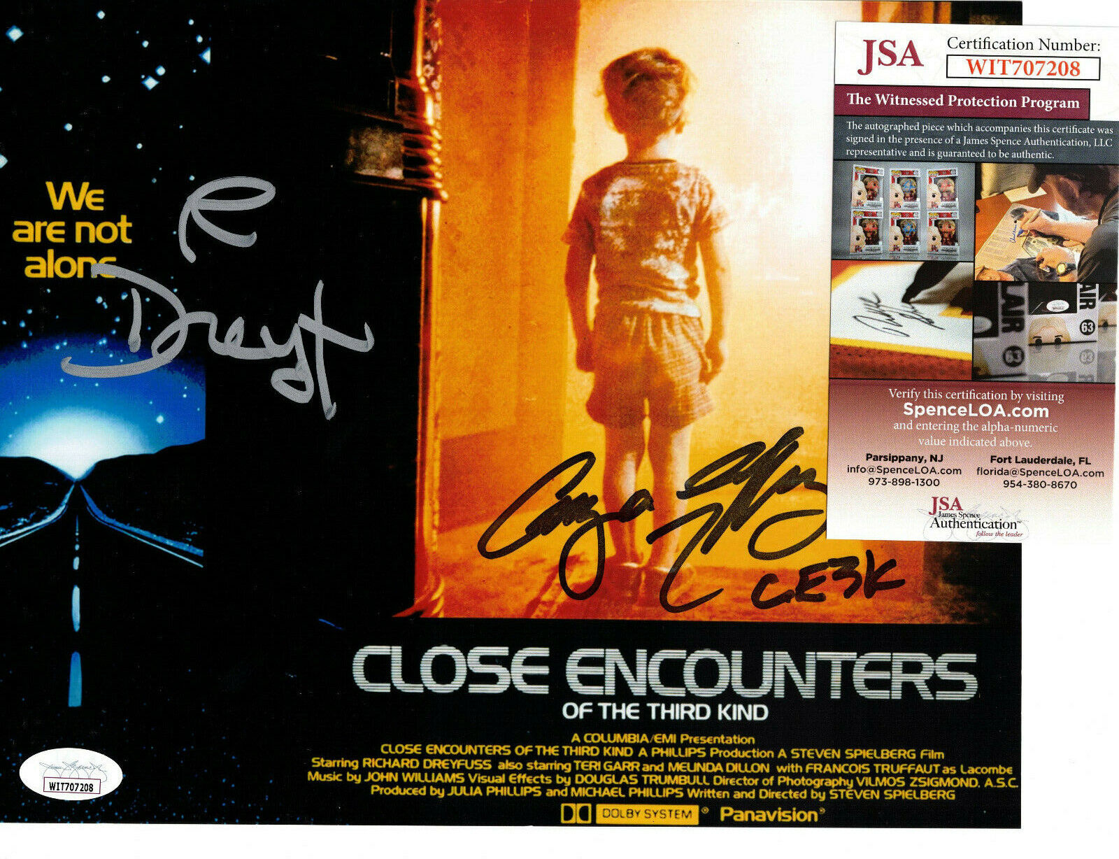 Richard Dreyfuss & Cary Guffey Signed 8x10 Photo Poster painting Auto, Close Encounters, JSA COA