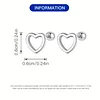 Sterling 925 Silver  Hollow Heart Design Stud Earrings 