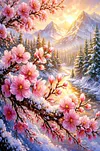 Luxury AB Velvet Diamond Painting Kit - Cherry Blossom Landscape