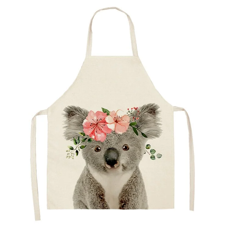 Linen Kitchen Apron - Flower animal letclo pha