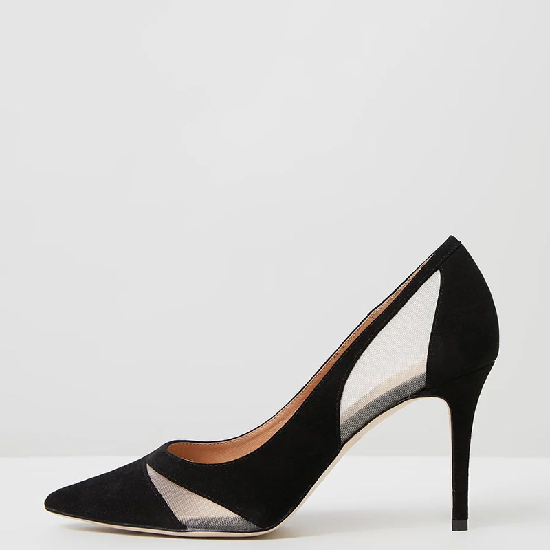 TAAFO Black Patchwork Stilettos High Heels Women Pumps Pointed Toe Ladies Shoes