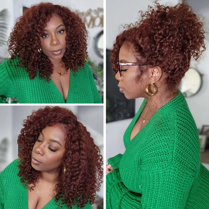 -SHORT HAIR AFRO KINKY CURLY WIGS WITH BANGS