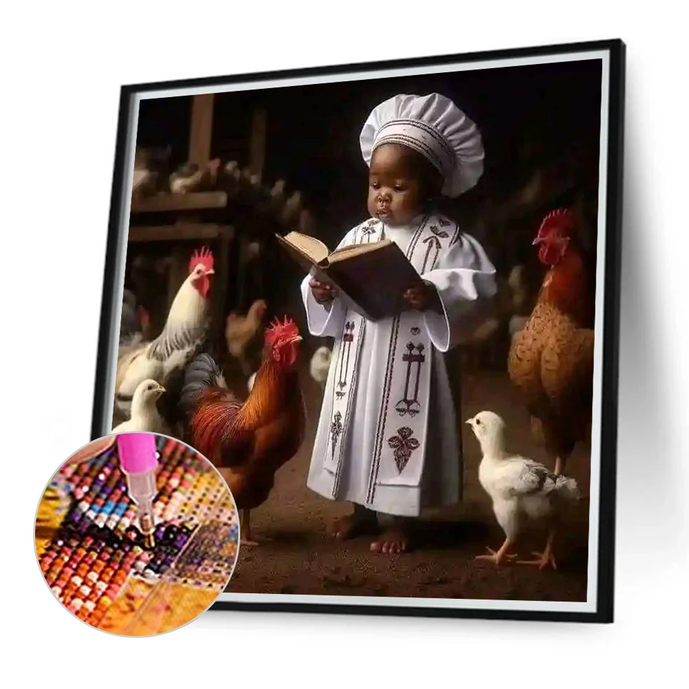 Diamond Painting - Full Round Drill - Black Child(Canvas|40*40cm)