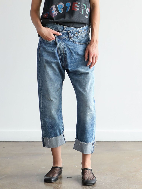 Straight and Soft Daily Asymmetrical Waist Jeans tjj Shicloths
