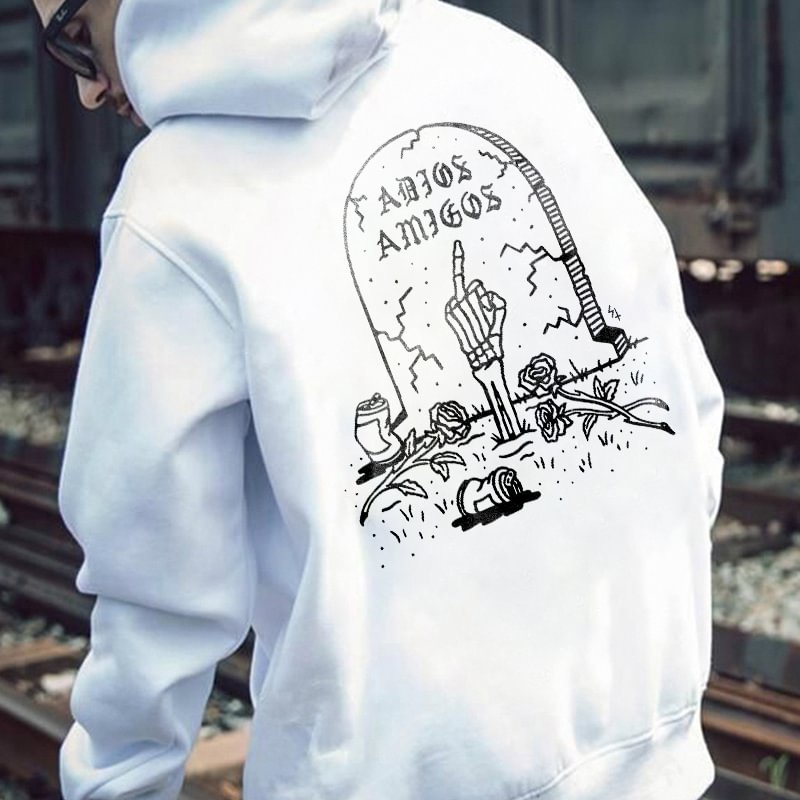 Tombstone Skeleton Hand Print Casual Hoodie - Krazyskull