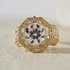 14K Yellow Gold 3ct Old European Cut Lab Diamond Millegrain Bezel Vintage Engraved Ring - Art Deco Style