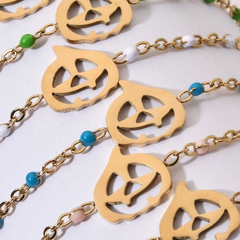 Cool Style Pumpkin Stainless Steel Plating Hollow Out Bracelets