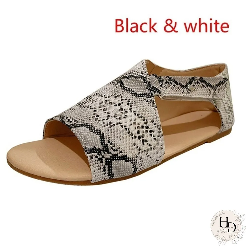 Colors Fashion Women Summer Shoes Leather Flat Sandals Buckle Strap Slippers Fish Mouth