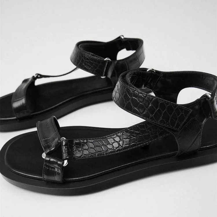 Custom Made Black Comfy Flat Sandals |FSJ Shoes