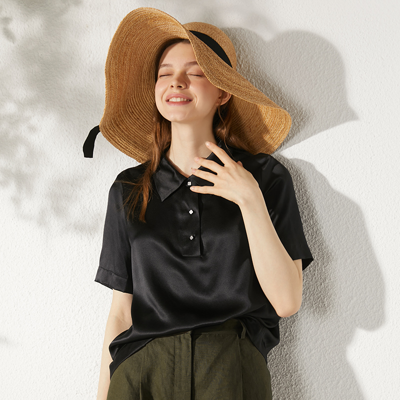 Women's Silk Polo T-shirt Short Sleeve REAL SILK LIFE