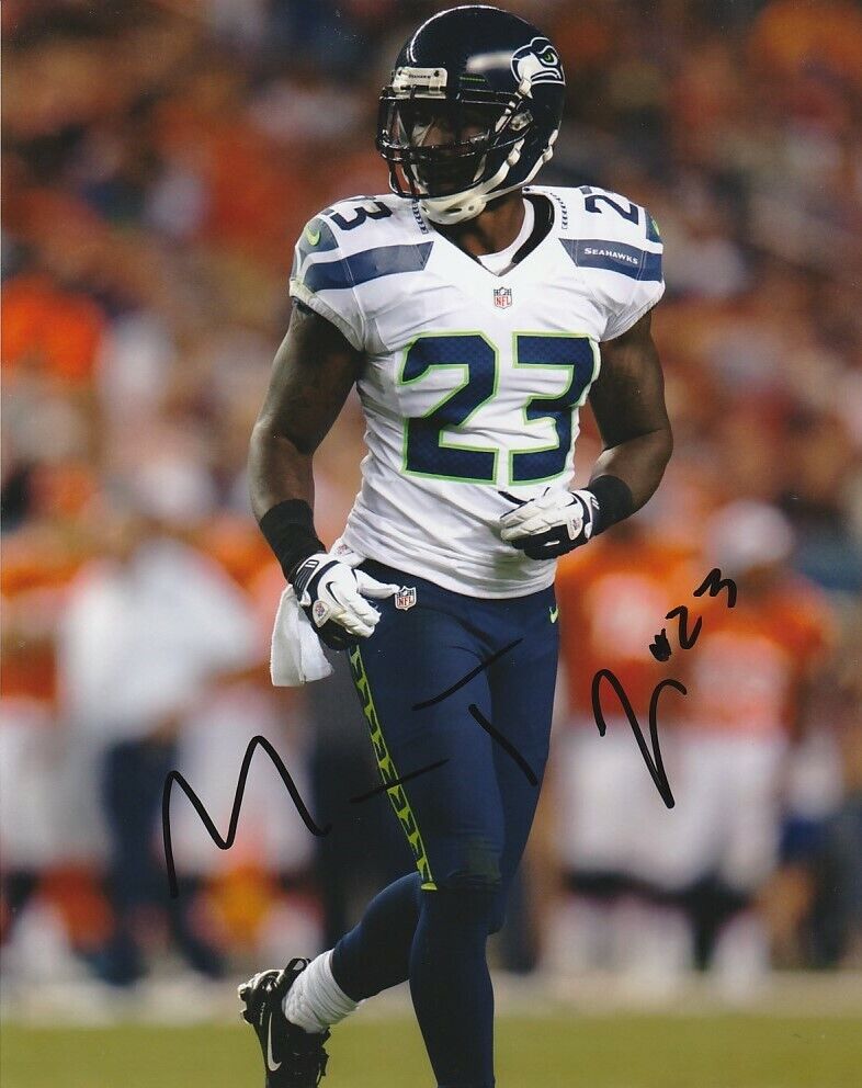 MARCUS TRUFANT SIGNED SEATTLE SEAHAWKS FOOTBALL 8x10 Photo Poster painting #4 NFL AUTOGRAPH