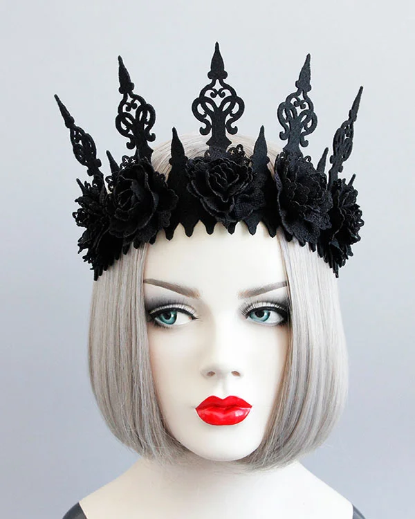 Gothic Black Crown Halloween Witch Crown