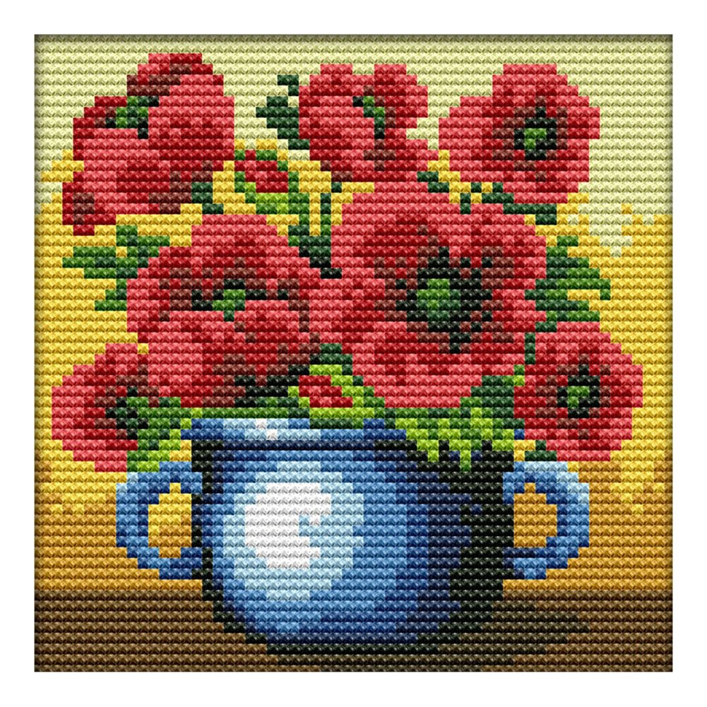 Flowers - 14CT Joy Sunday Stamped Cross Stitch(16*16cm)
