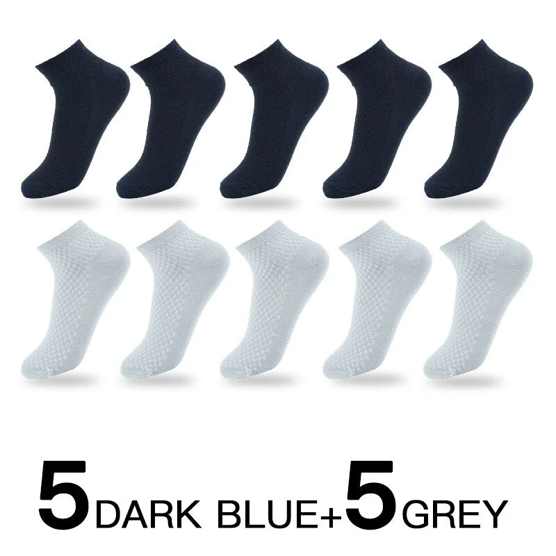 10 Pairs/Lot Men Bamboo Fiber Socks High Quality Solid Black Long Short Sock Business Casual Sports Breathable Four Seasons