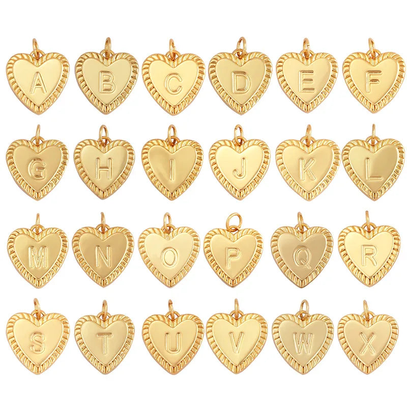 1 Piece 15 * 19mm Hole 5~5.9mm Copper Zircon Letter Heart Shape Pendant Jewelry Accessories