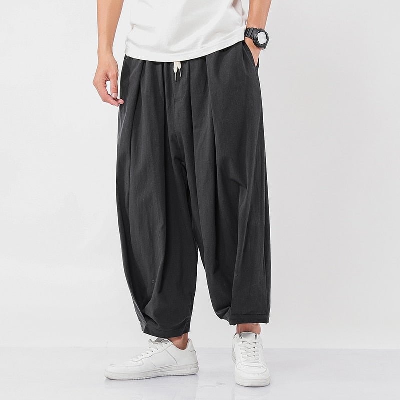 Chinese Style Men's Wide Wide Trousers Elastic Casual Harem Pants 2020 Spring Solid Color Oversize Man Pants Plus Size 5XL