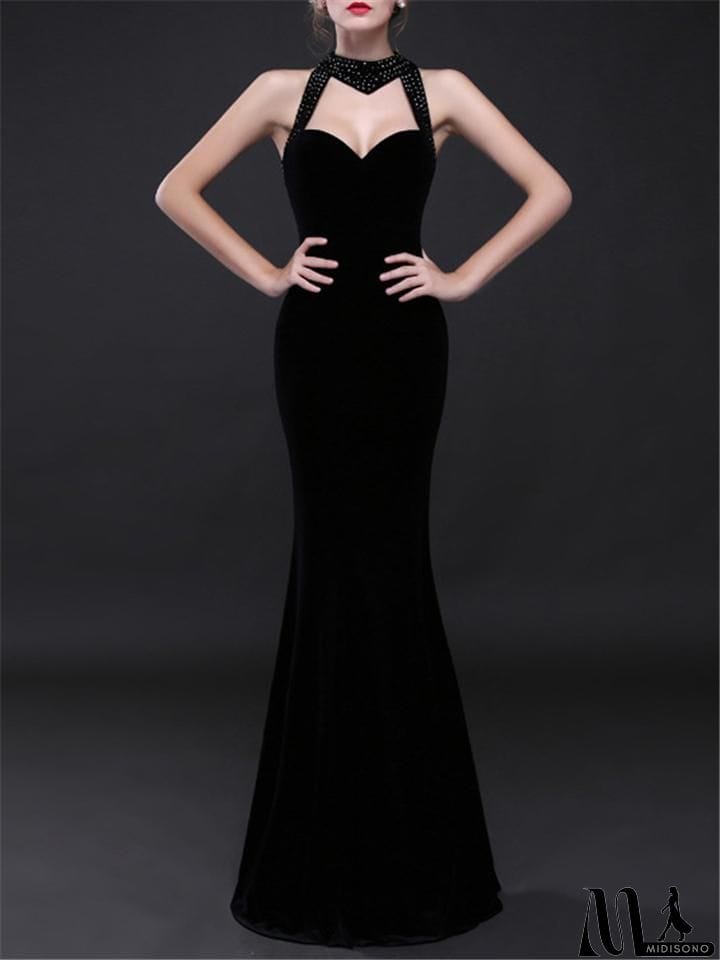 MidiSono - Sexy Sweetheart Neckline Mermaid Velvet Long Maxi Dress for Evening