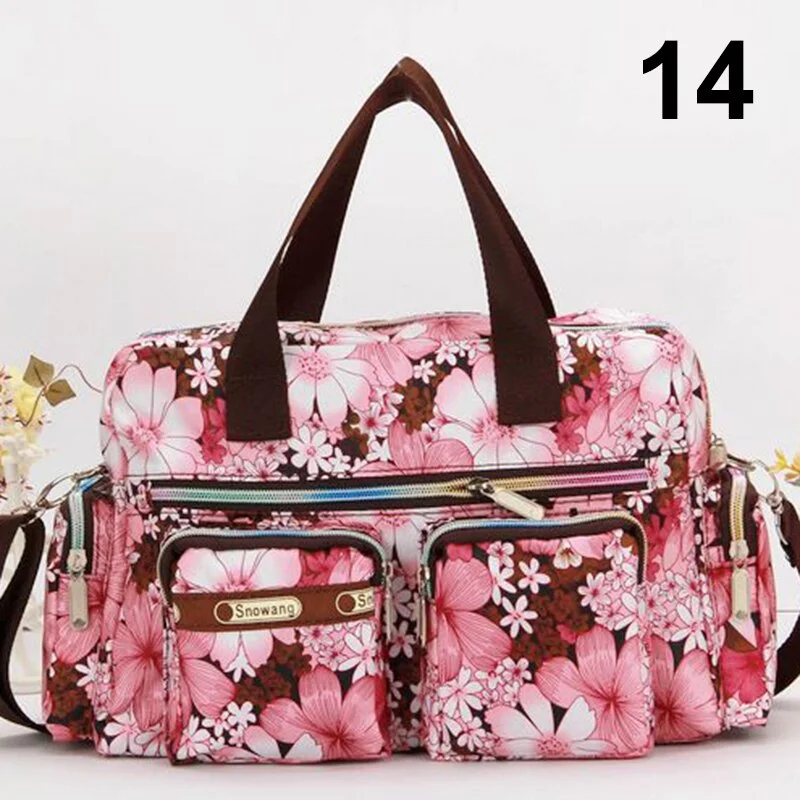 Women Handbag Vintage Flower Printed Waterproof Nylon Shoulder Messenger Bag Large Capacity Tote Bag Casual Picnic Travel Bags