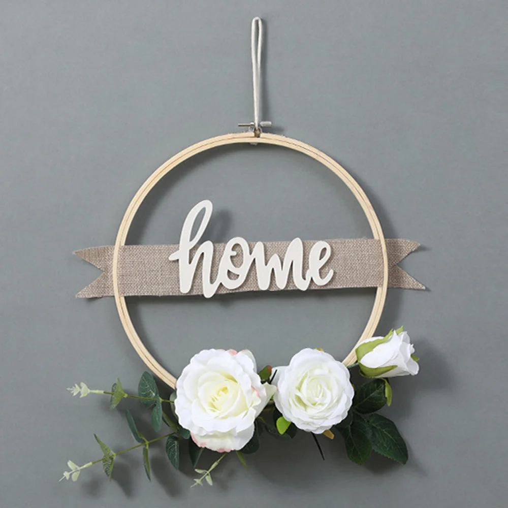 Simulation Eucalyptus Leaf Bamboo Circle Festive Decoration Garland