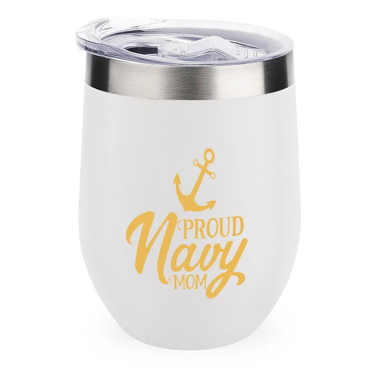 Proud Navy Mom 1 Stainless Steel Insulated Cup - Heather Prints Shirts