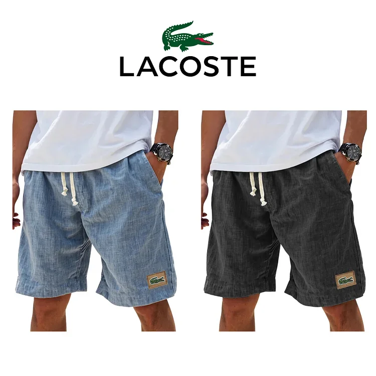 Lanene praznične široke kratke hlače z vezenim logotipom Lacoste®