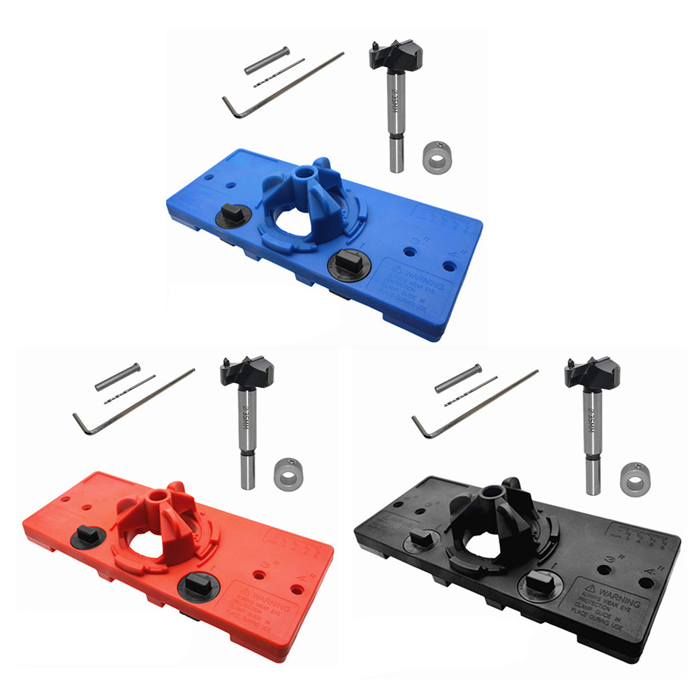 

35/26mm Hinge Hole Opener Drilling Guide Woodworking Door Drill Locator Set, Blue, 501 Original