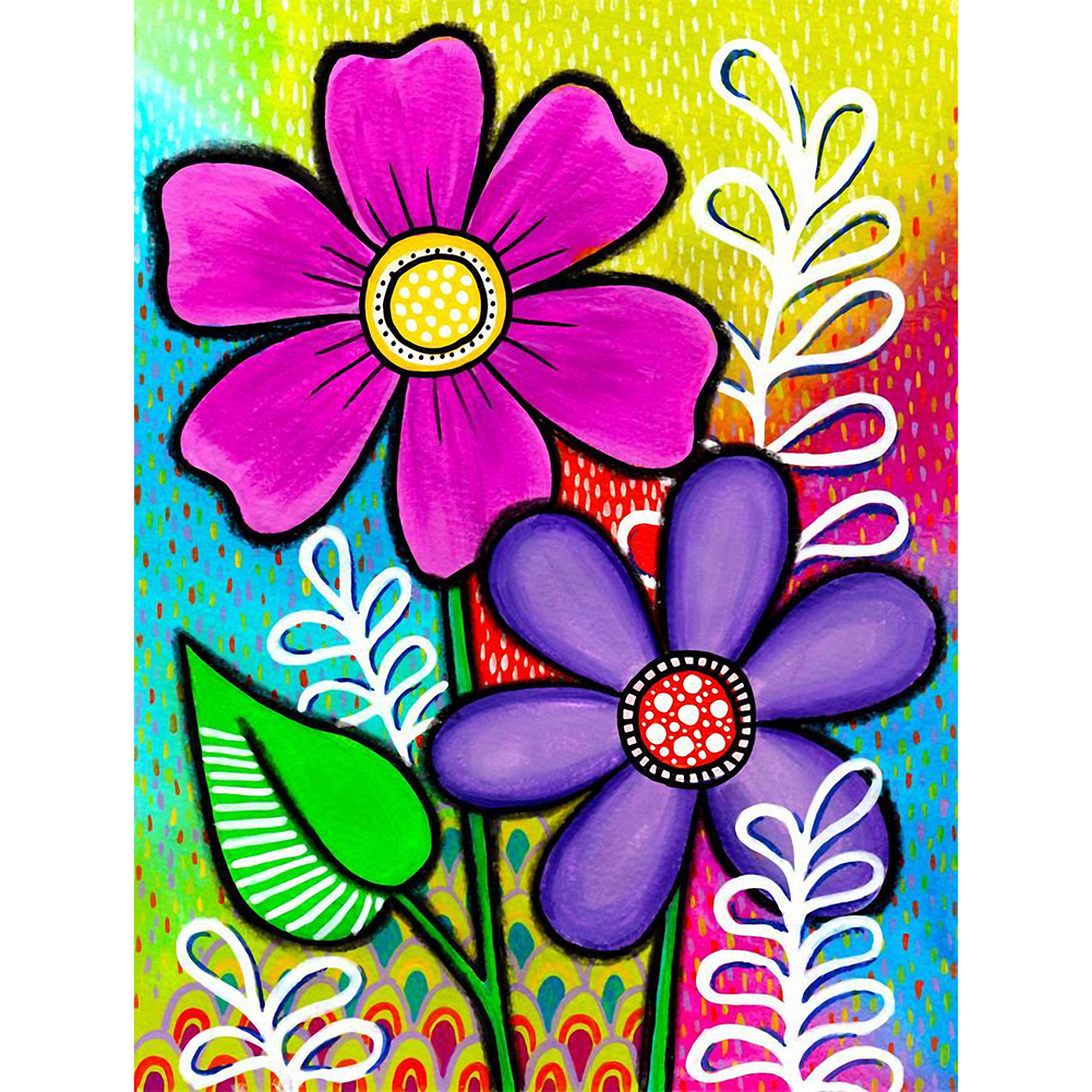 

30*40CM - Round Drill Diamond Painting - Cartoon Flower, 501 Original