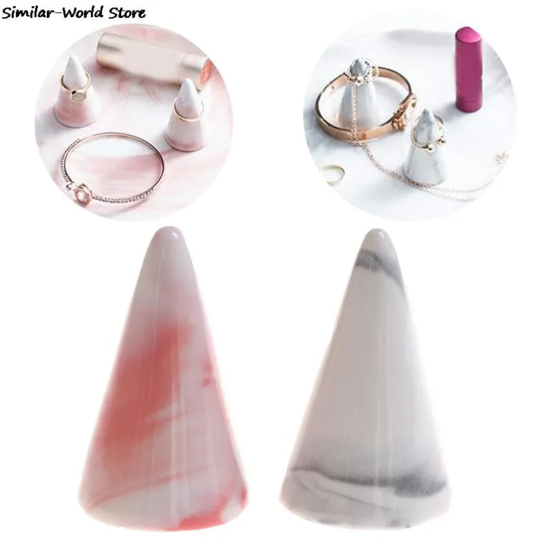Ceramic Finger Cone Ring Holder Marble Decor Display Stand Tray Jewelry Storage Crafts