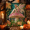 Mushroom Butterfly Girl Framed Special Shape Diamond Painting Kit 25x25cm