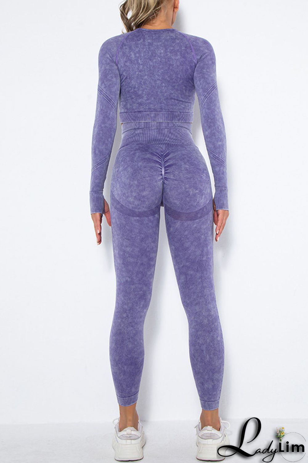 Purple Casual Sportswear Print Split Joint O Neck Long Sleeve Two Pieces