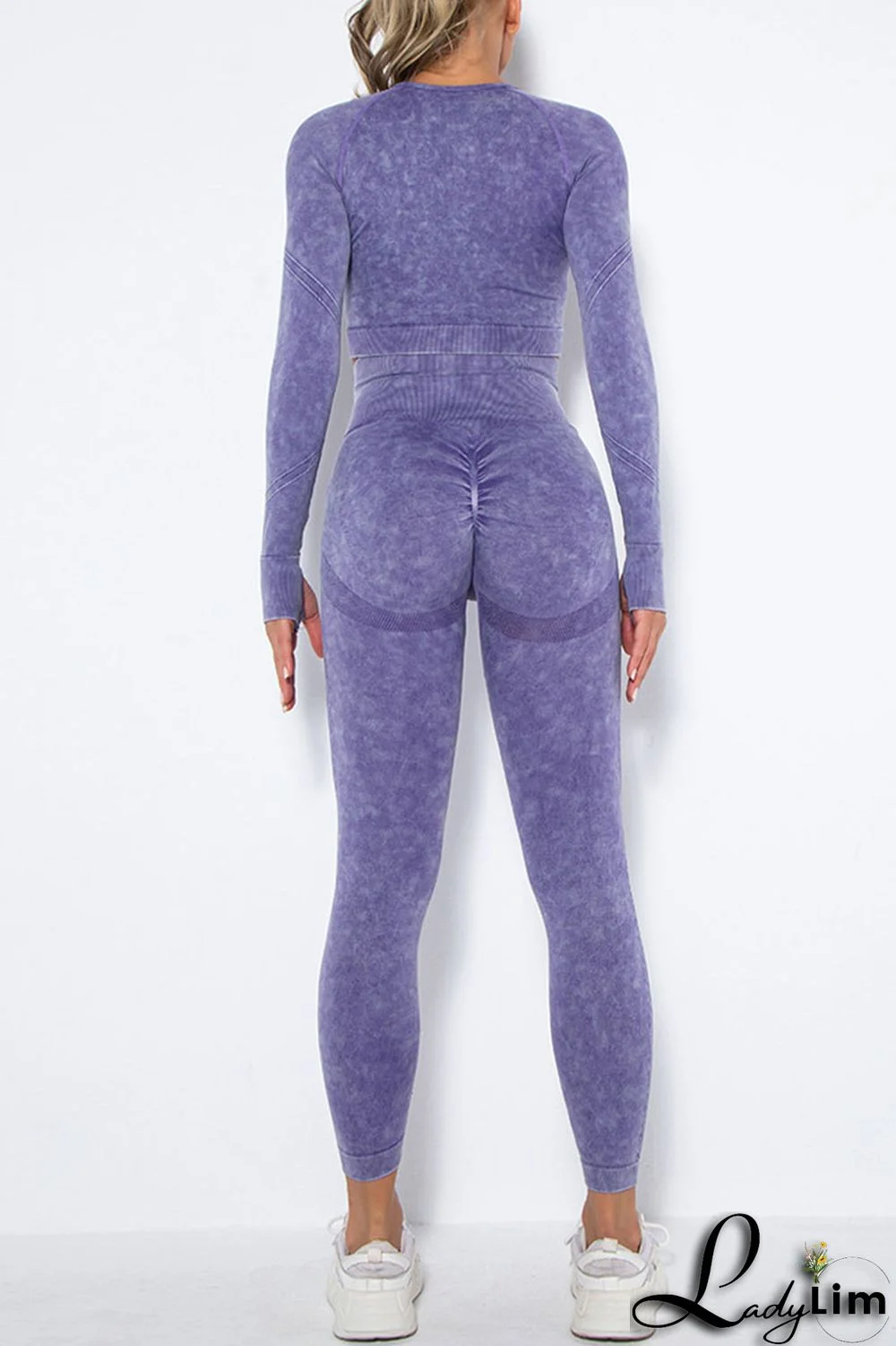 Purple Casual Sportswear Print Split Joint O Neck Long Sleeve Two Pieces