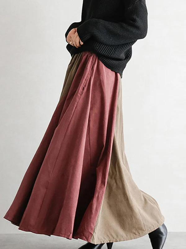 Elegant Split-Joint Color Skirt