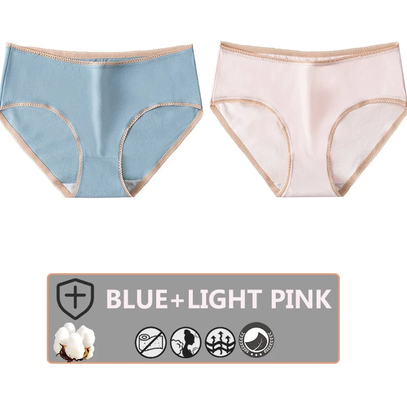 FINETOO 2PCS/Set Cotton Panties Women Sexy Underwear For Girl Lingerie Lady Cute 8 Solid Candy Colors Pantys Woman Female Briefs