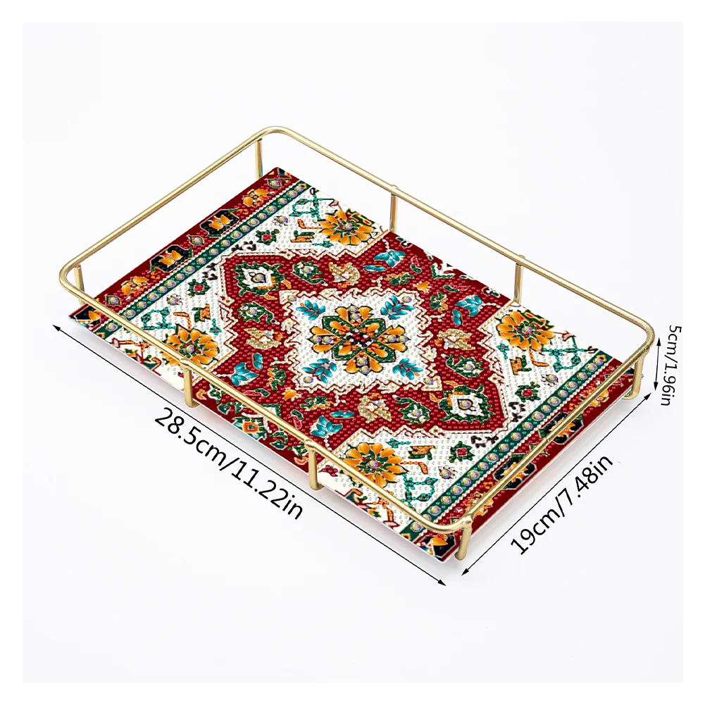 DIY Mandala Pattern Acrylic Special Shaped 5D Diamond Painting Tray Art Craft Decor(28*19*5cm)