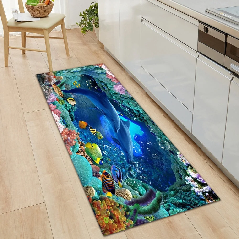 3D Fish Carpet Kitchen Mat Door Mat Bedroom Floor Decoration Living Room Carpet Bathroom Corridor Balcony Non-slip Carpet