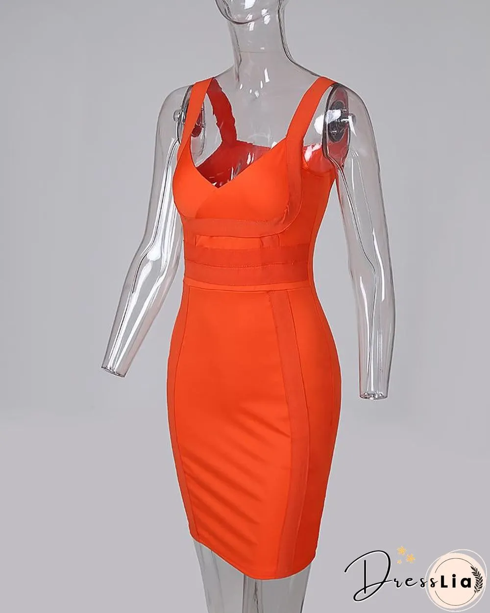Plunge Neck Bodycon Mini Dress