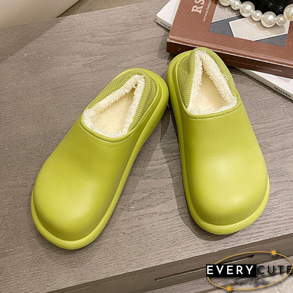 Waterproof Winter Shoes For Women Platform Cotton Slippers Warm Thick Soled Plush Flats Shoes