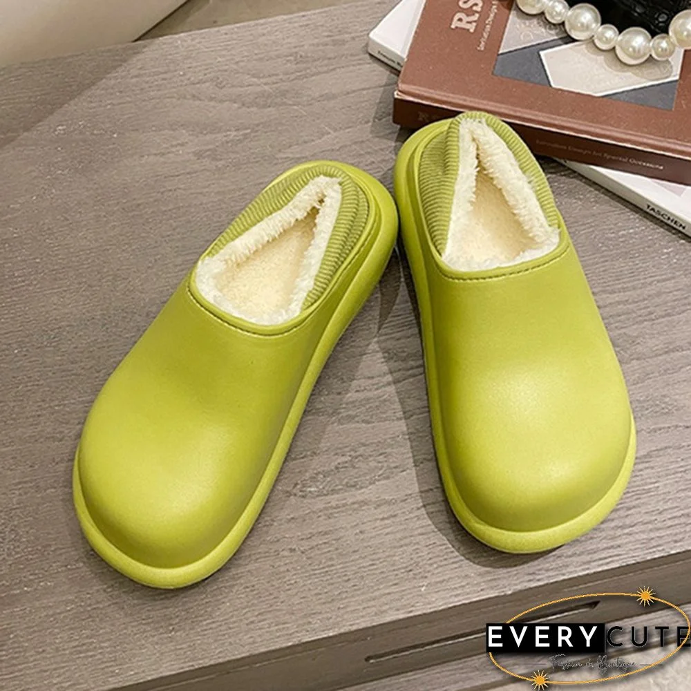 Waterproof Winter Shoes For Women Platform Cotton Slippers Warm Thick Soled Plush Flats Shoes