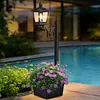 2 In 1 Outdoor Flower Pots Light with Planter Solar Lamp Post Light Freestanding Planters Lamp IP54 Waterproof Decorative Solar Lamp for Terrace Front Pedestrian Hall Decor
