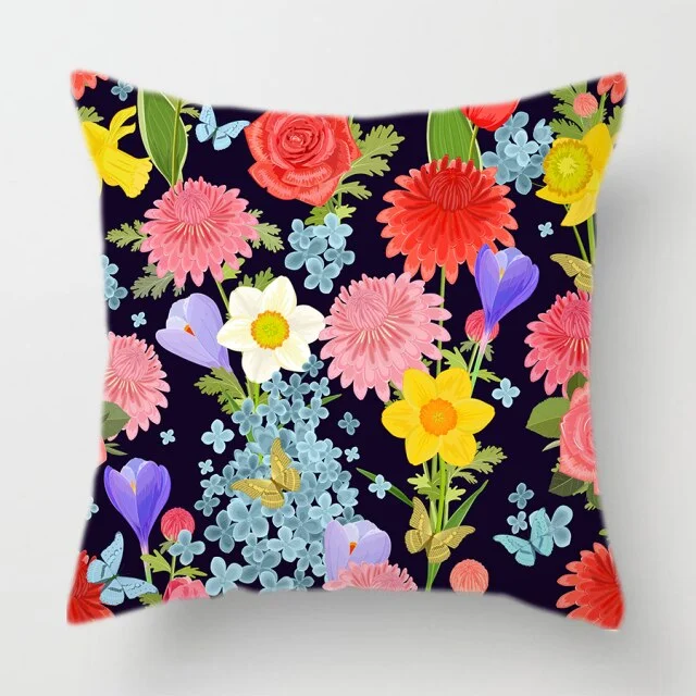 Linen Pillow Case - Flower Plant
