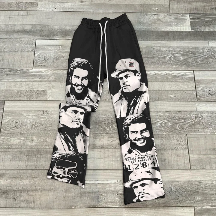 Sopula Vintage Portrait Print Graphic Flared Sweatpants