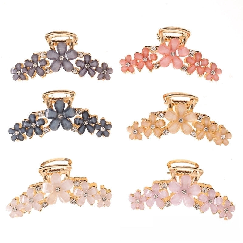 Korean Style Hair Accessories Crystal Ingot Hair Grasp Alloy Electroplated Hairpin Hairpin Hairpin Internet Celebrity Elegant Flower Girl Grasp Clip