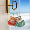 6Pcs Double Sided Special Shape Gift Box Cat Diamond Painting Keychain