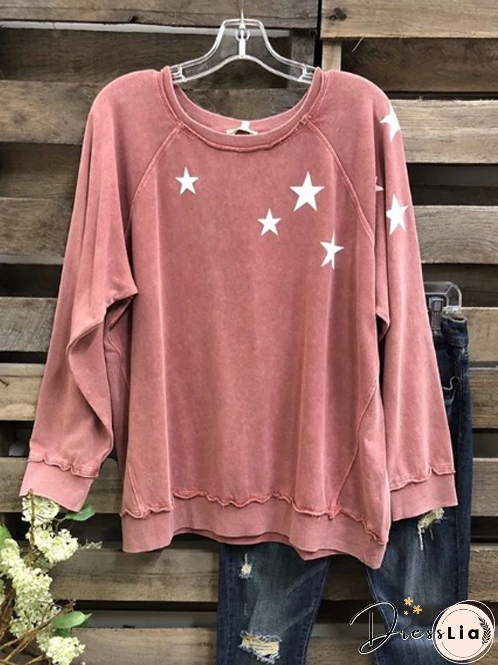 Naked Pink Star Cotton-Blend Printed Long Sleeve Sweatshirts