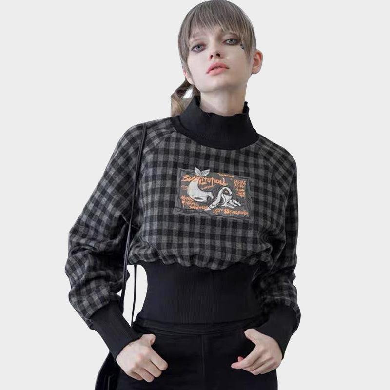 Animal Fantasy Plaid High Waist Sweatshirt