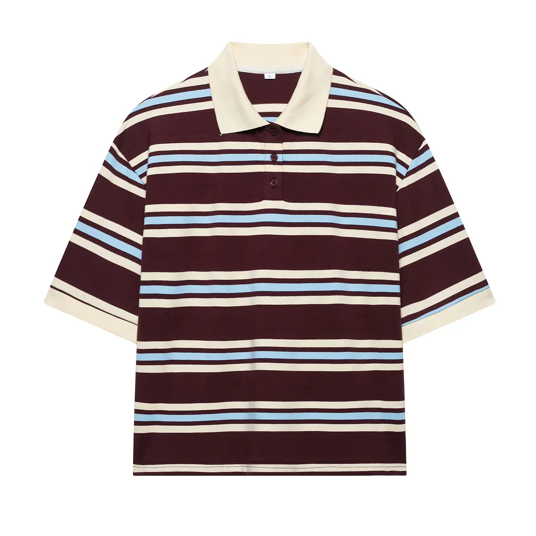 Nigikala Nigikala Striped Short-Sleeved T-Shirt + Low-Rise 100-Fold Skirt 2025 Spring New D79551