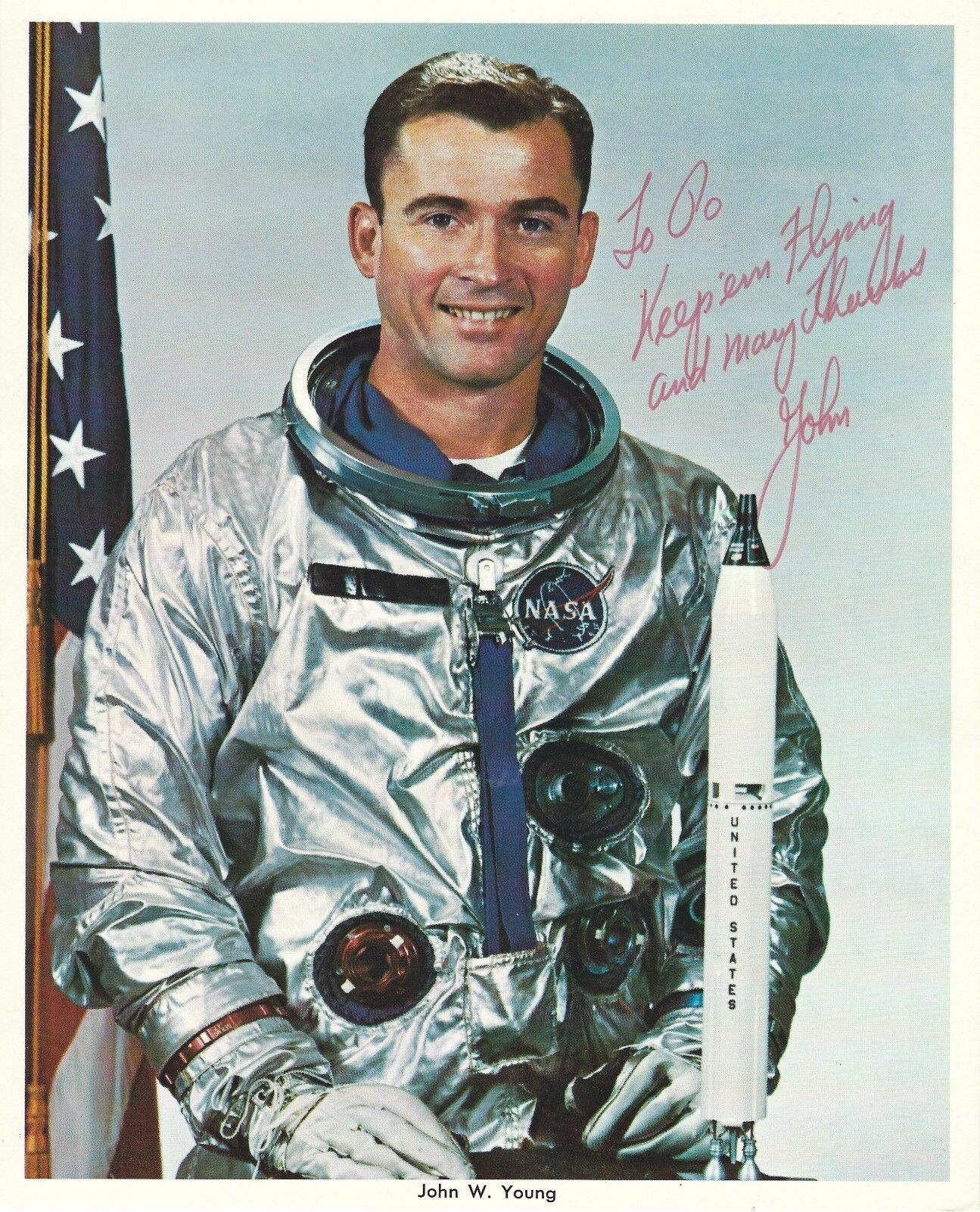 JOHN YOUNG SIGNED 8x10 Photo Poster painting - APOLLO 16 GEMINI 3 & 10 - UACC & AFTAL AUTOGRAPH