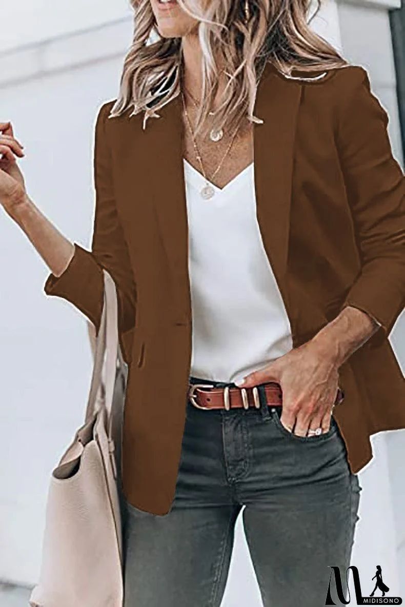 MidiSono - Casual Turndown Collar Coat