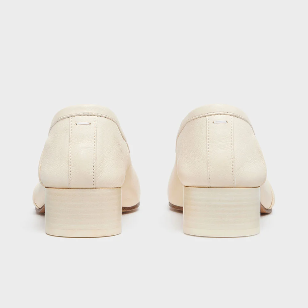 Chic Ivory Split Toe Comfortable Wrinkled Pumps Heels with Knot